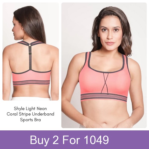 neon coral sports bra